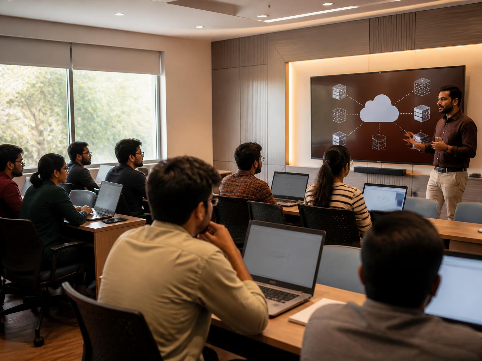 Instructor teaching cloud engineering to learners at A² Technologies
